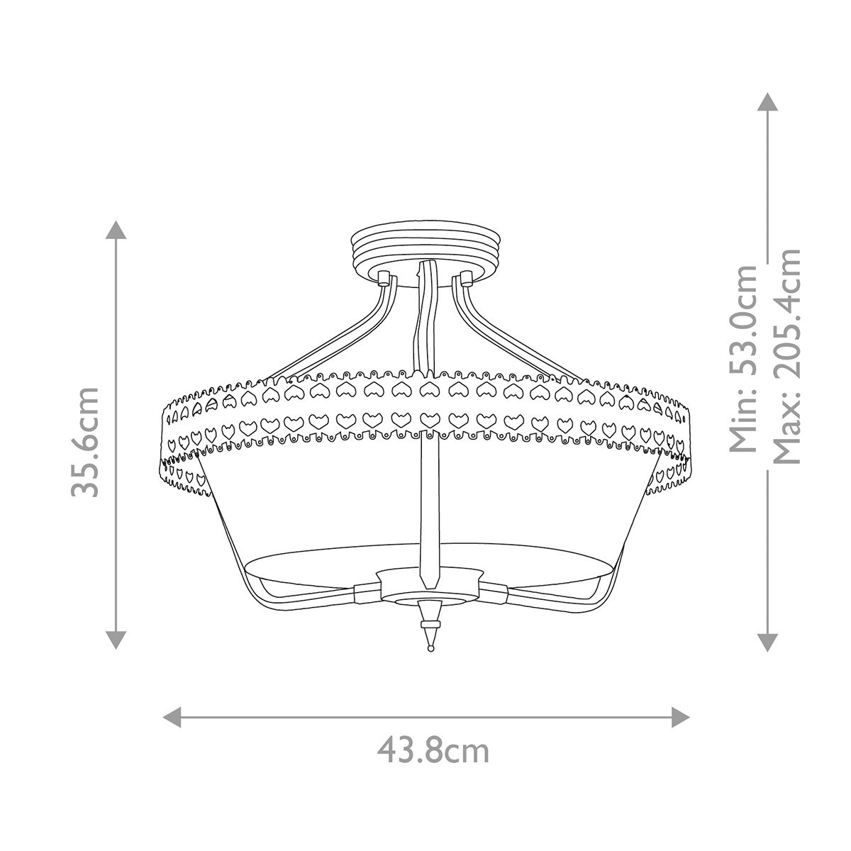 Elstead Crown 3 Light Semi-Flush/Pendant - Iron Gate