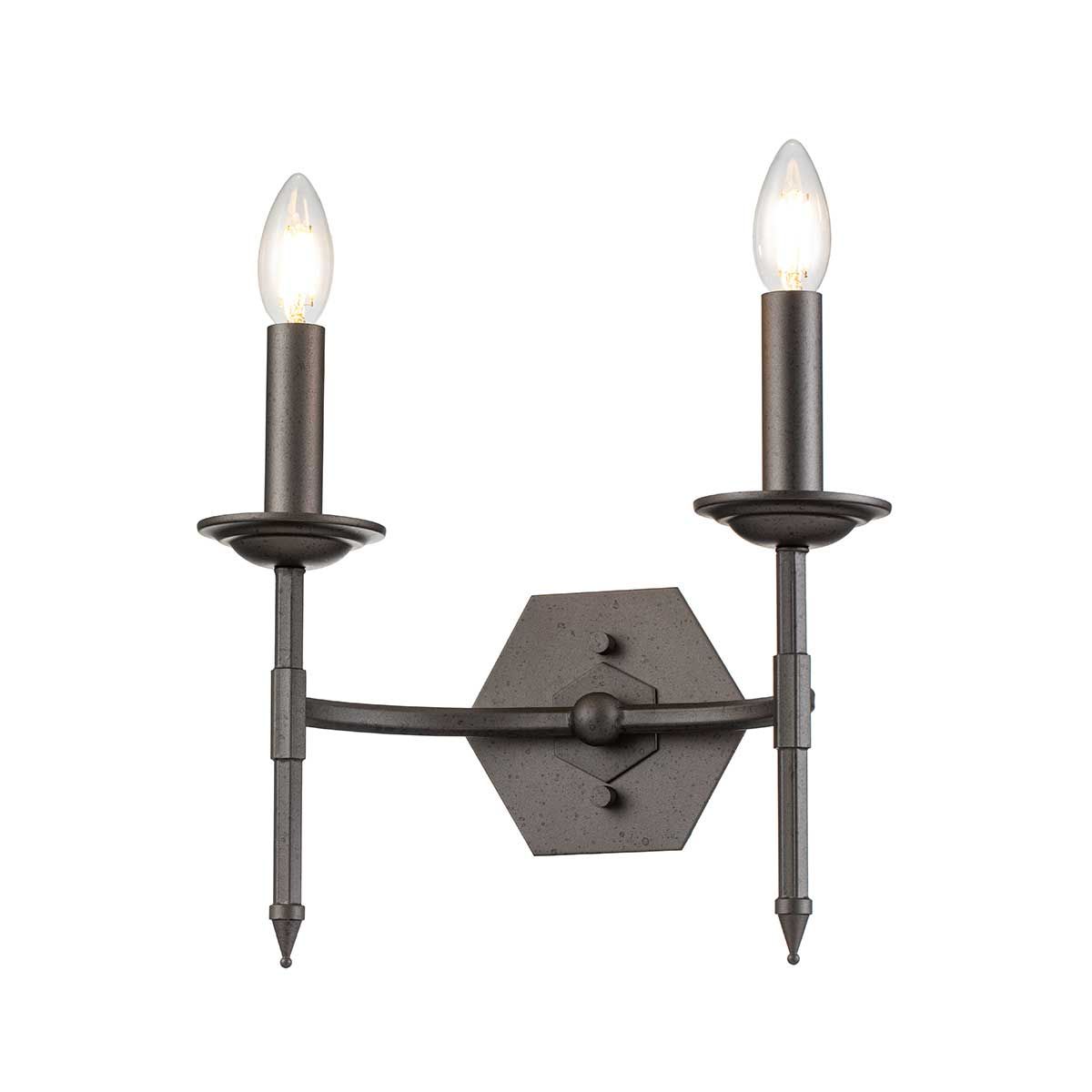 Elstead Crown 2 Light Wall Light - Iron Gate