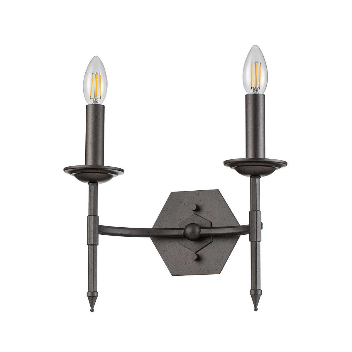 Elstead Crown 2 Light Wall Light - Iron Gate