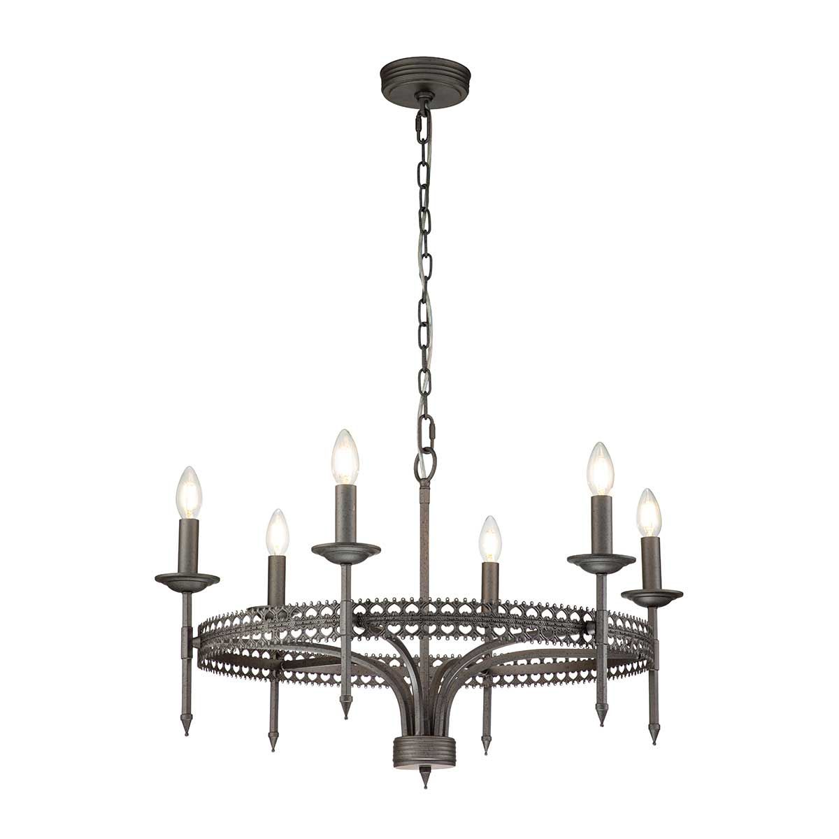 Elstead Crown 6 Light Chandelier - Iron Gate
