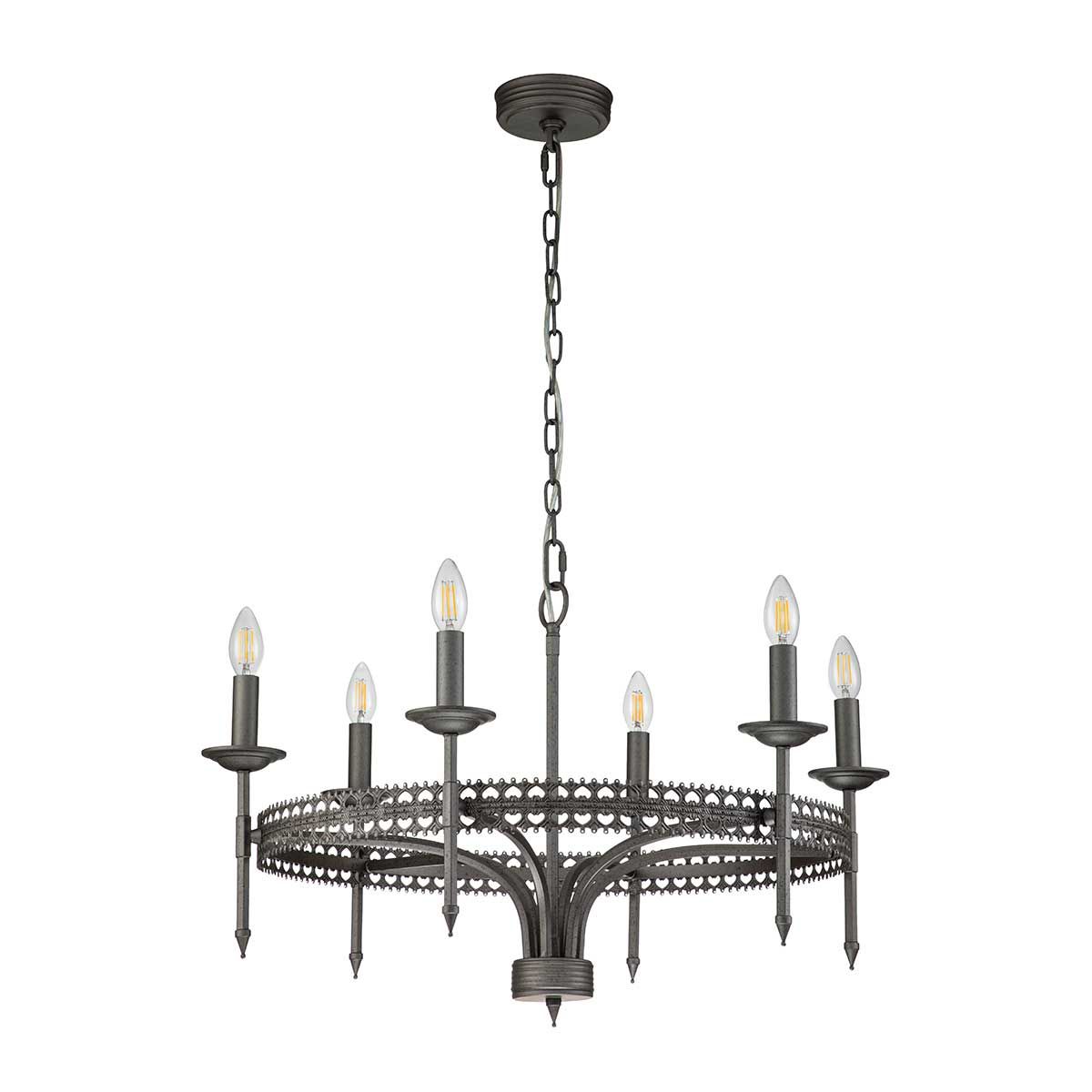 Elstead Crown 6 Light Chandelier - Iron Gate