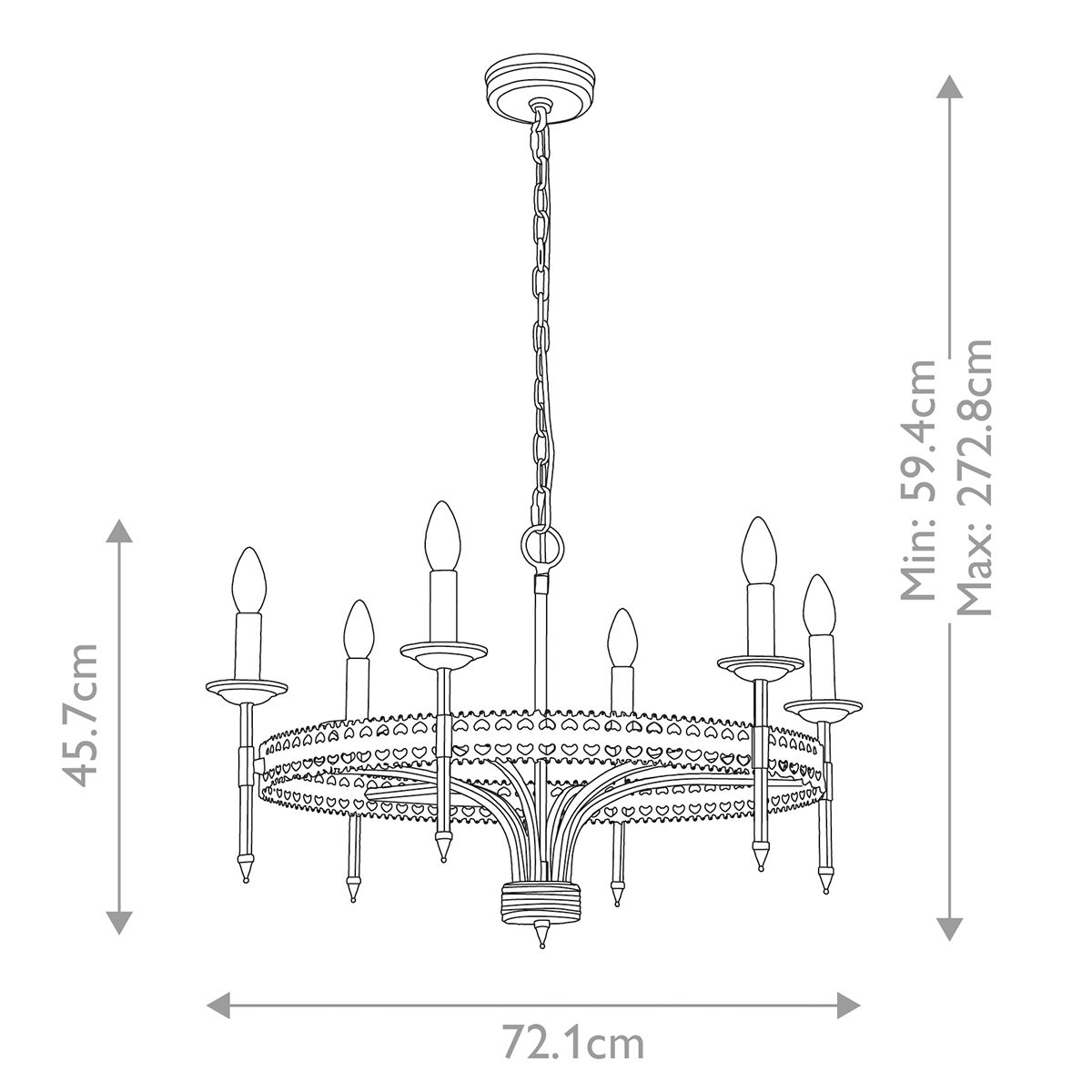 Elstead Crown 6 Light Chandelier - Iron Gate