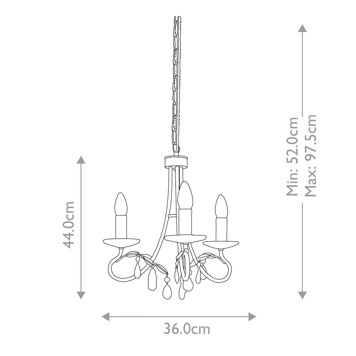 Elstead Christina 3 Light Chandelier - Silver & Gold