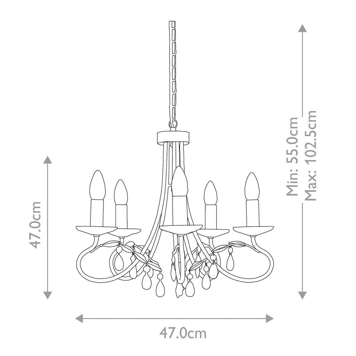 Elstead Christina 5 Light Chandelier - Silver & Gold