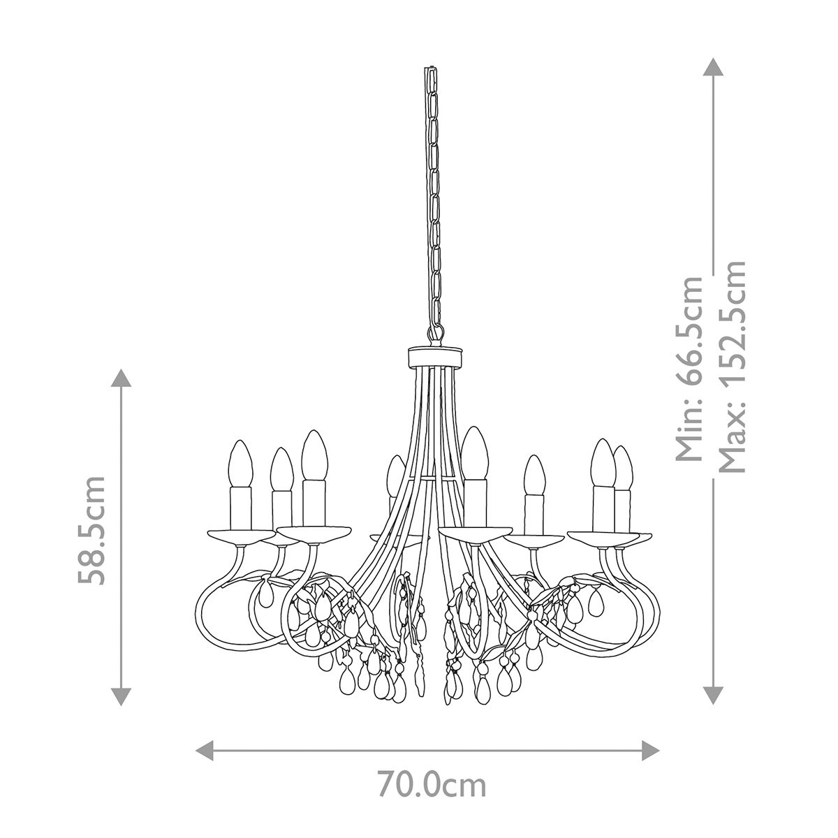 Elstead Christina 8 Light Chandelier - Silver & Gold