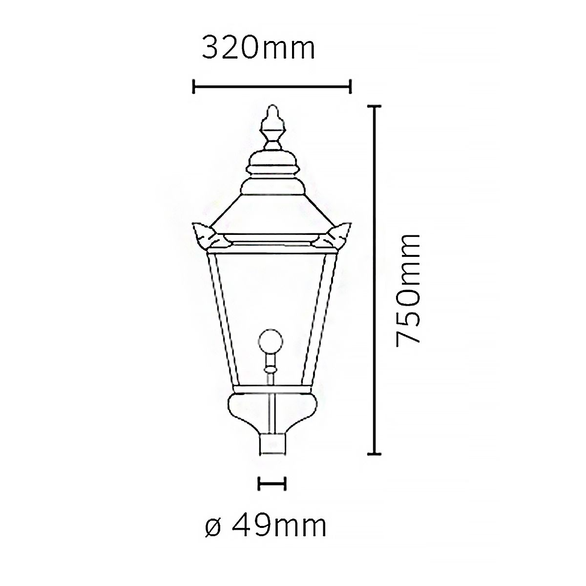 Norlys Chelsea Grande Single Lamp Post - Copper - Head Only