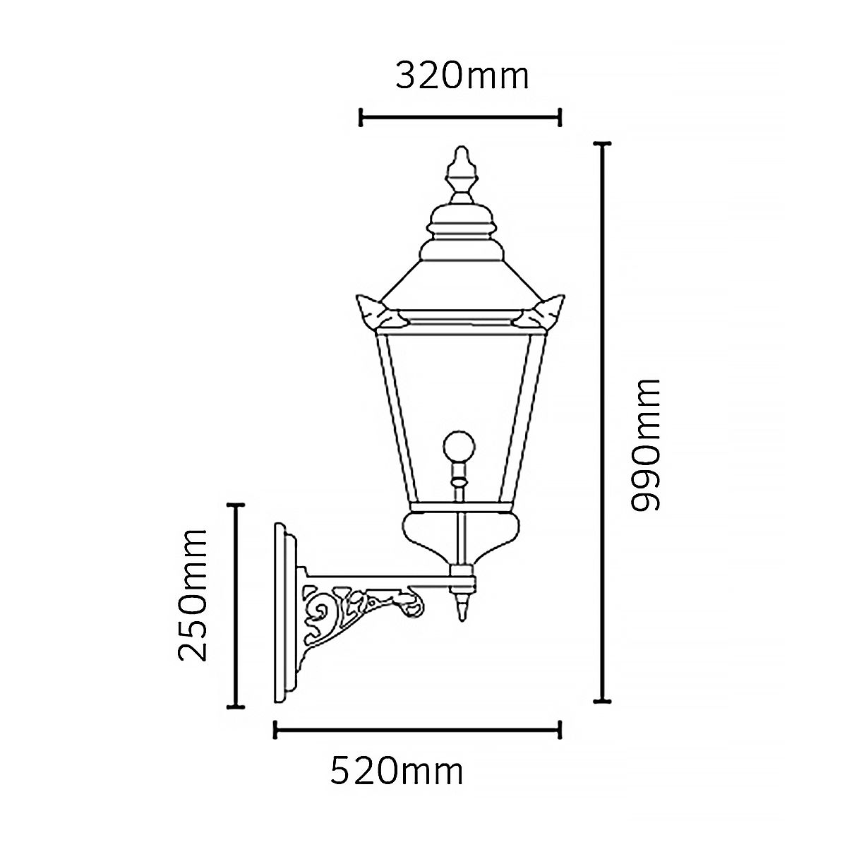 Norlys Chelsea Grande Single Up Wall Lantern - Copper