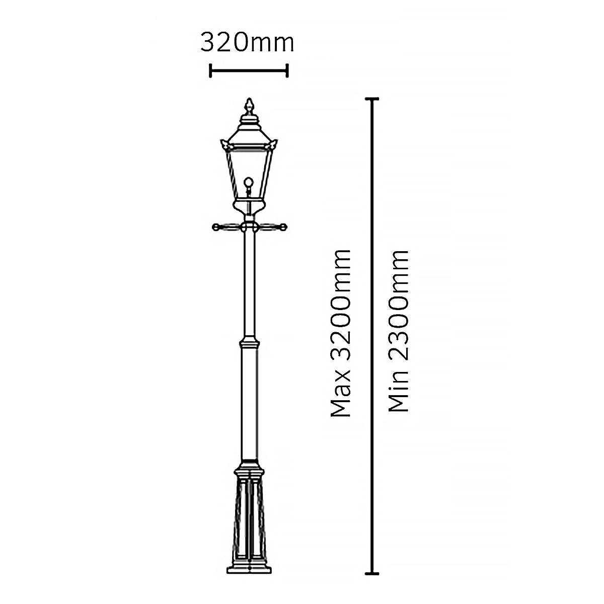 Norlys Chelsea Grande Single Lamp Post - Copper