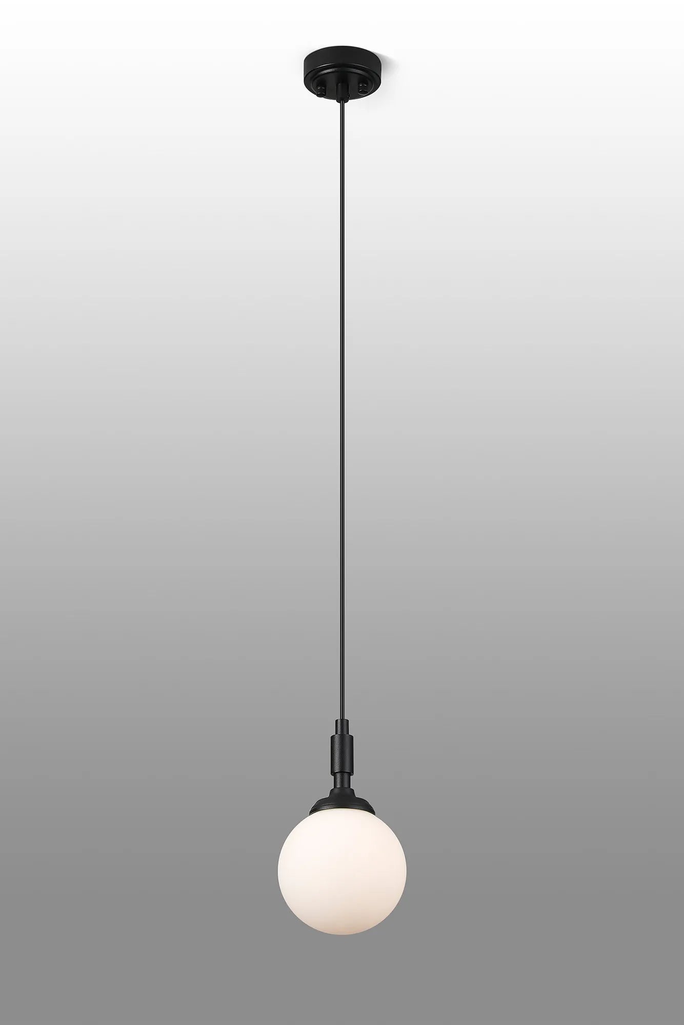 Dene Pendant 1 Light - IP44 Satin Black & Opal Smooth Round Glass