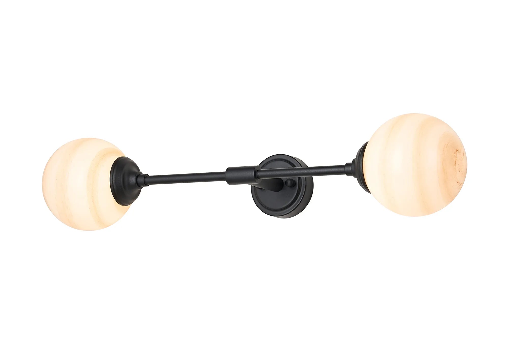 Dene Ceiling & Wall Light - Linear 2 Light - IP44 Satin Black & Brown","White Round Marble Effect Glass