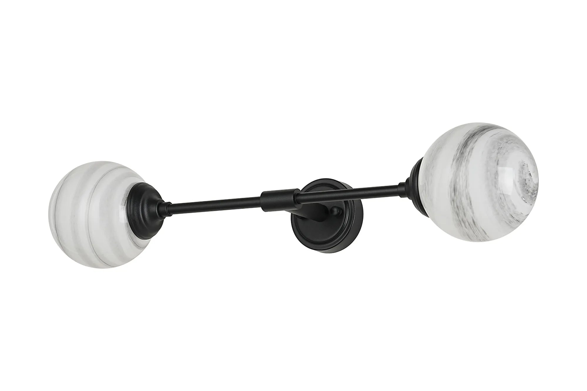Dene Ceiling & Wall Light - Linear 2 Light - IP44 Satin Black & Grey","White Round Marble Effect Glass