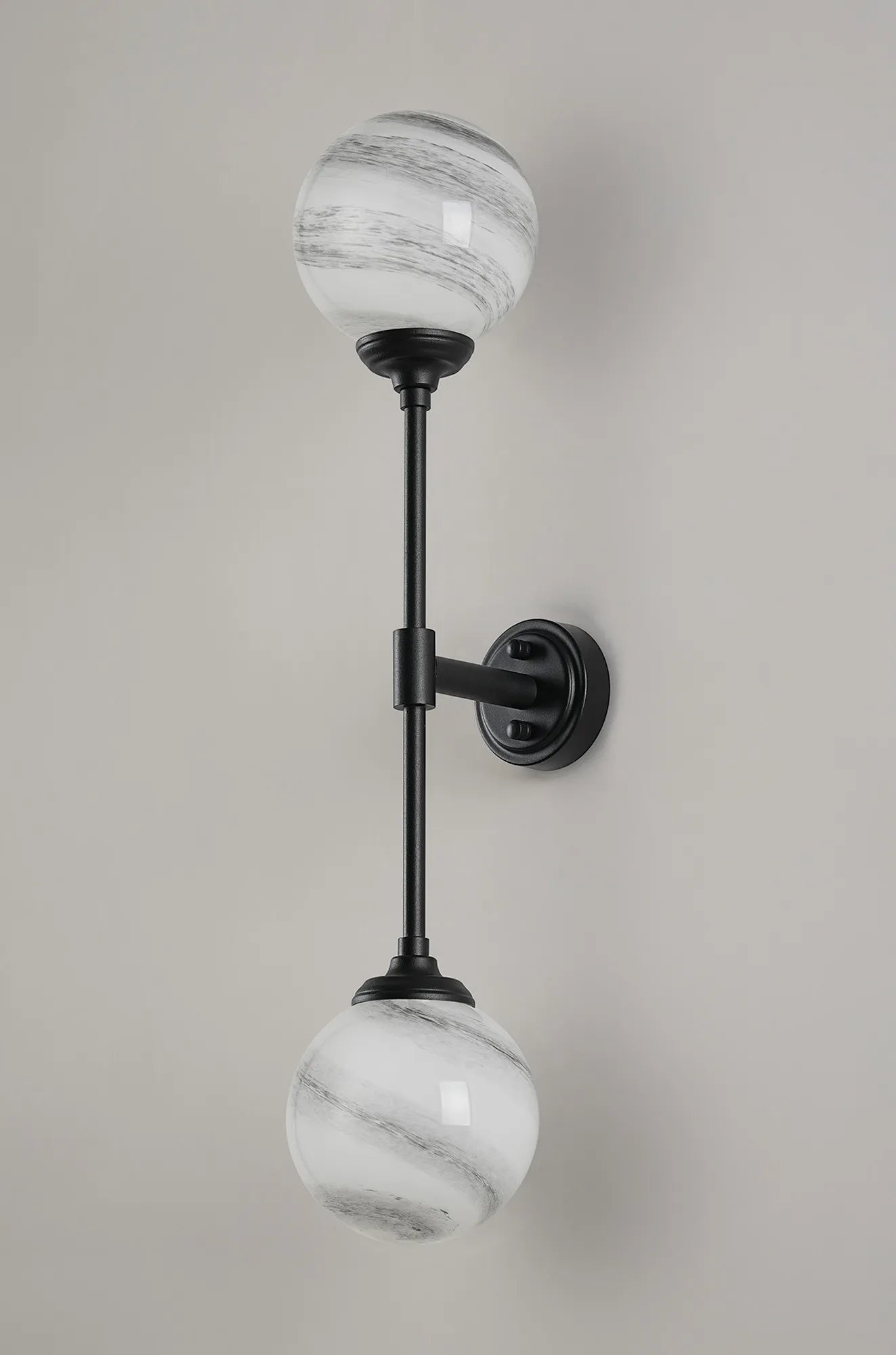 Dene Ceiling & Wall Light - Linear 2 Light - IP44 Satin Black & Grey","White Round Marble Effect Glass