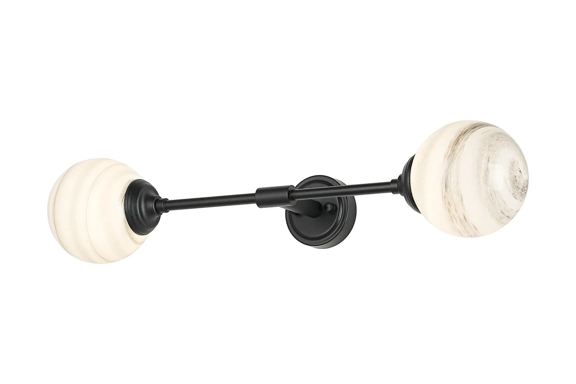 Dene Ceiling & Wall Light - Linear 2 Light - IP44 Satin Black & Grey","White Round Marble Effect Glass