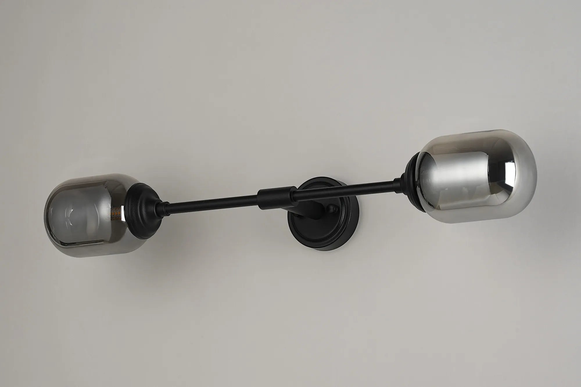Dene Ceiling & Wall Light - Linear 2 Light - IP44 Satin Black & Glass Smooth Tubular Glass