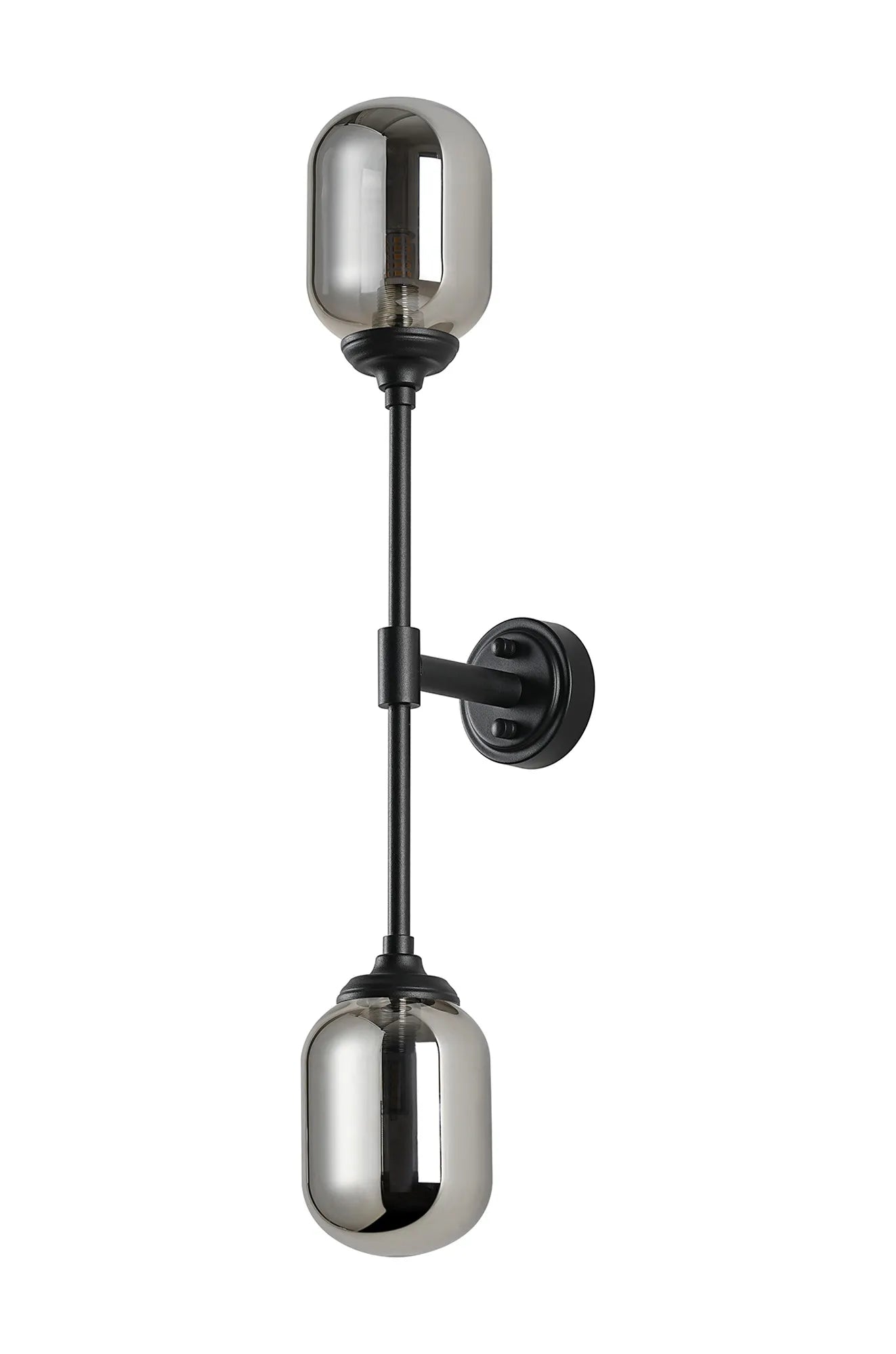 Dene Ceiling & Wall Light - Linear 2 Light - IP44 Satin Black & Glass Smooth Tubular Glass
