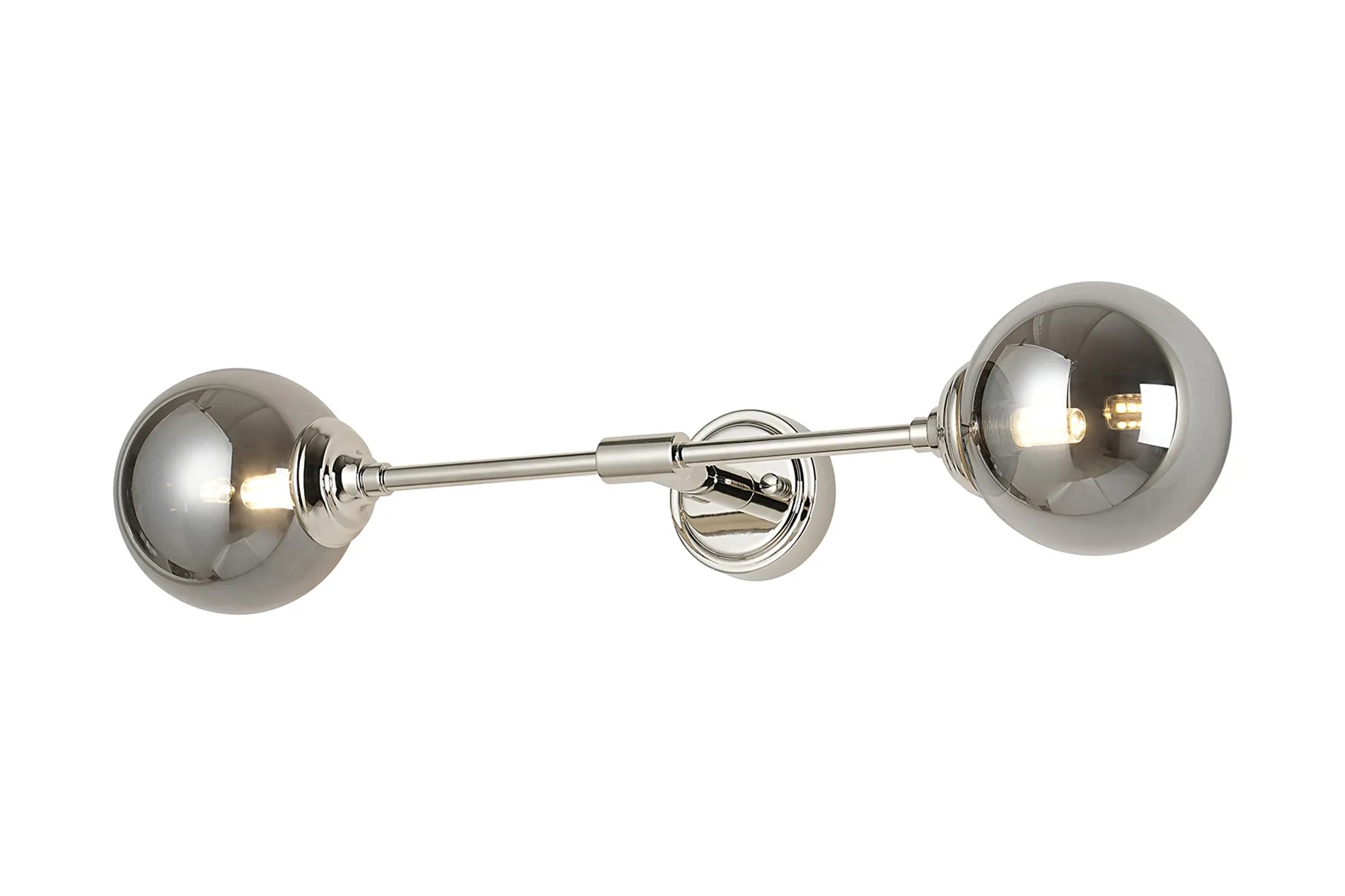Dene Ceiling & Wall Light - Linear 2 Light - IP44 Nickel & Glass Smooth Round Glass