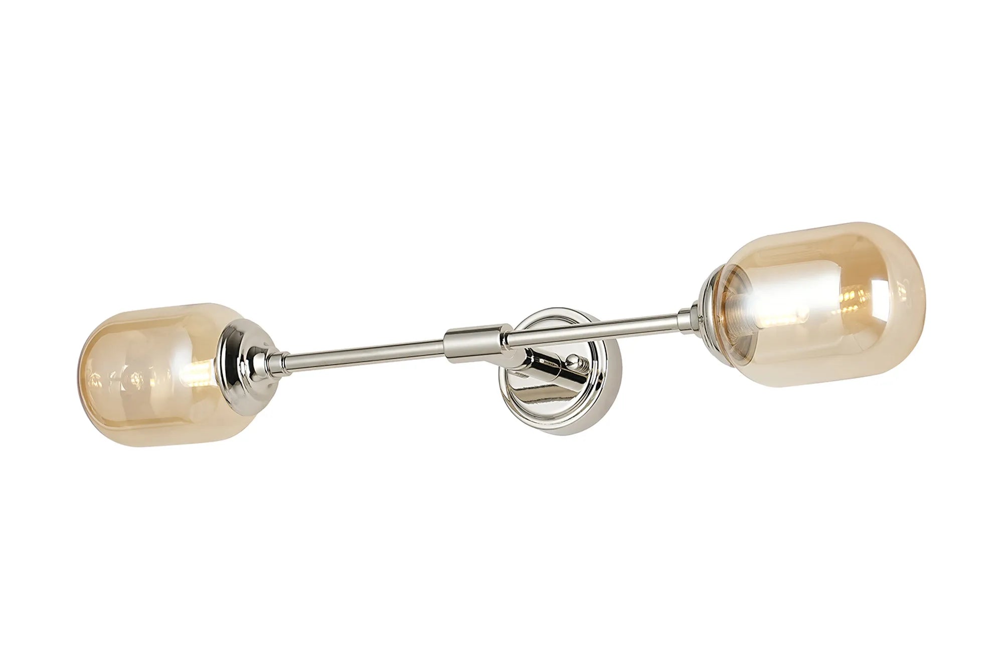 Dene Ceiling & Wall Light - Linear 2 Light - IP44 Nickel & Amber Smooth Tubular Glass