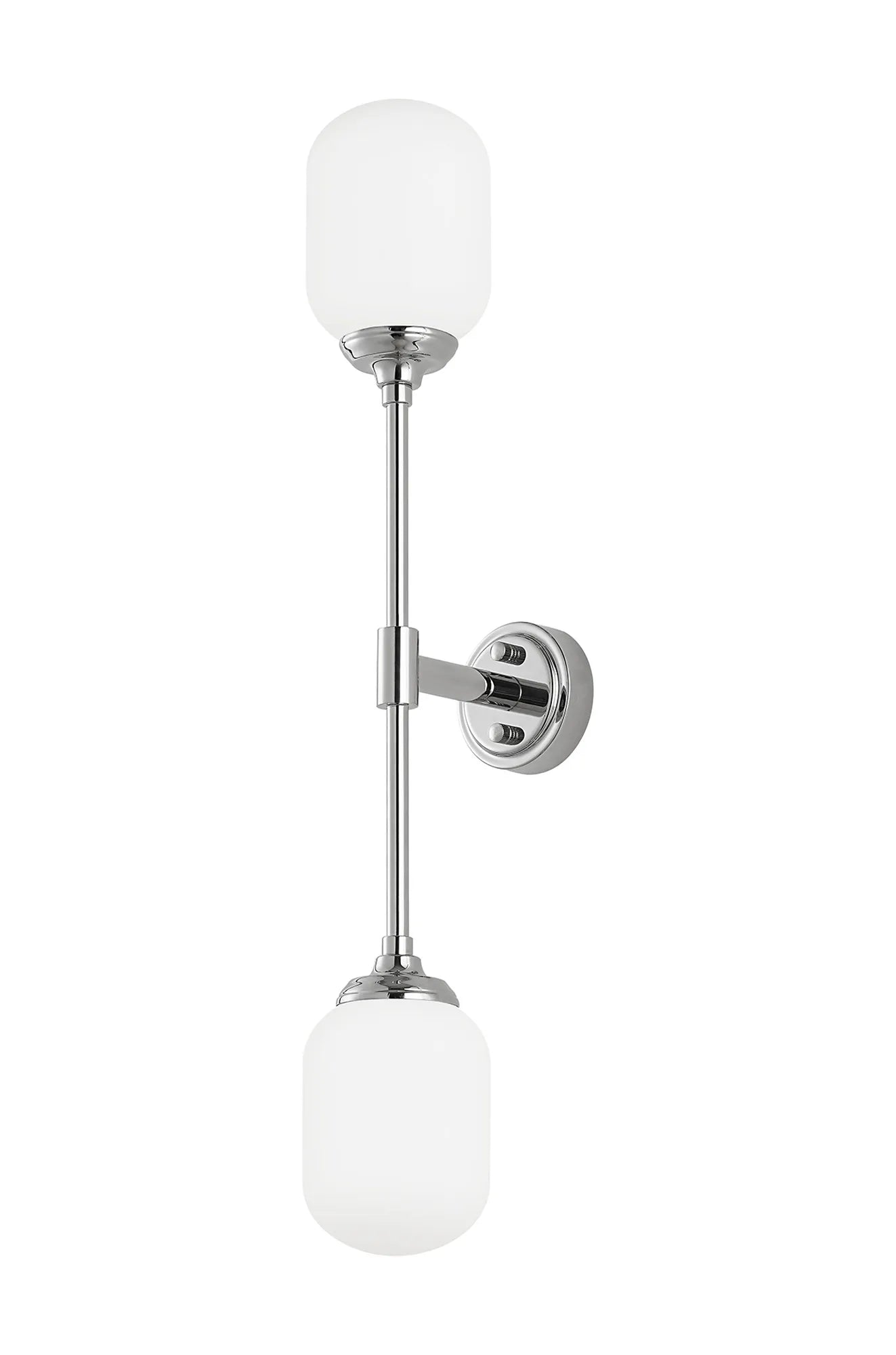 Dene Ceiling & Wall Light - Linear 2 Light - IP44 Nickel & White Smooth Tubular Glass