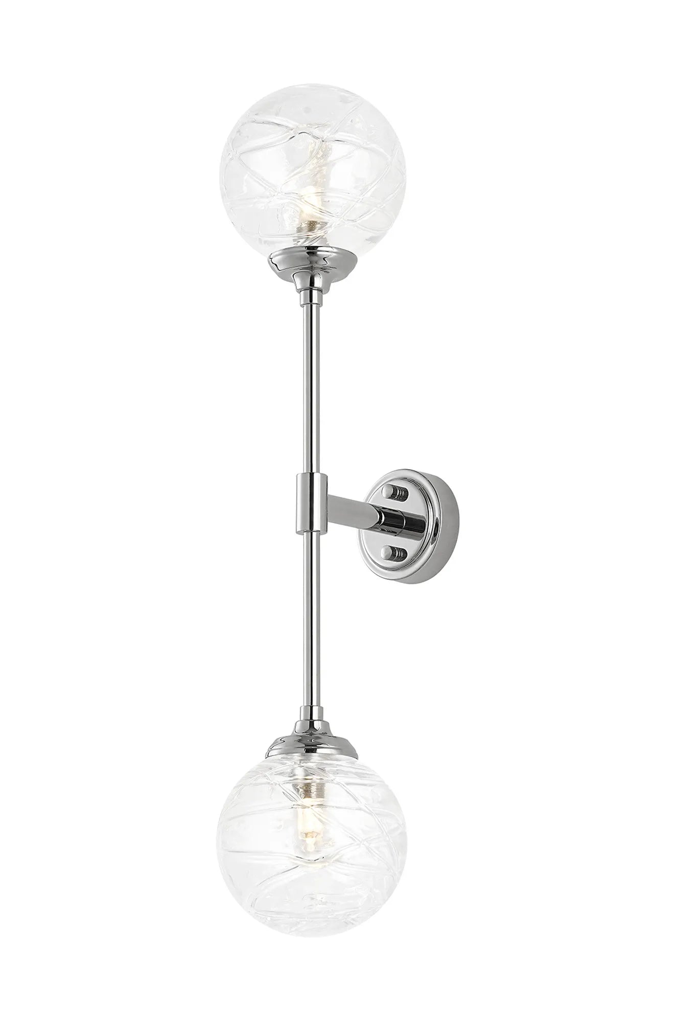 Dene Ceiling & Wall Light - Linear 2 Light - IP44 Nickel & Glass Dune Effect Round Glass