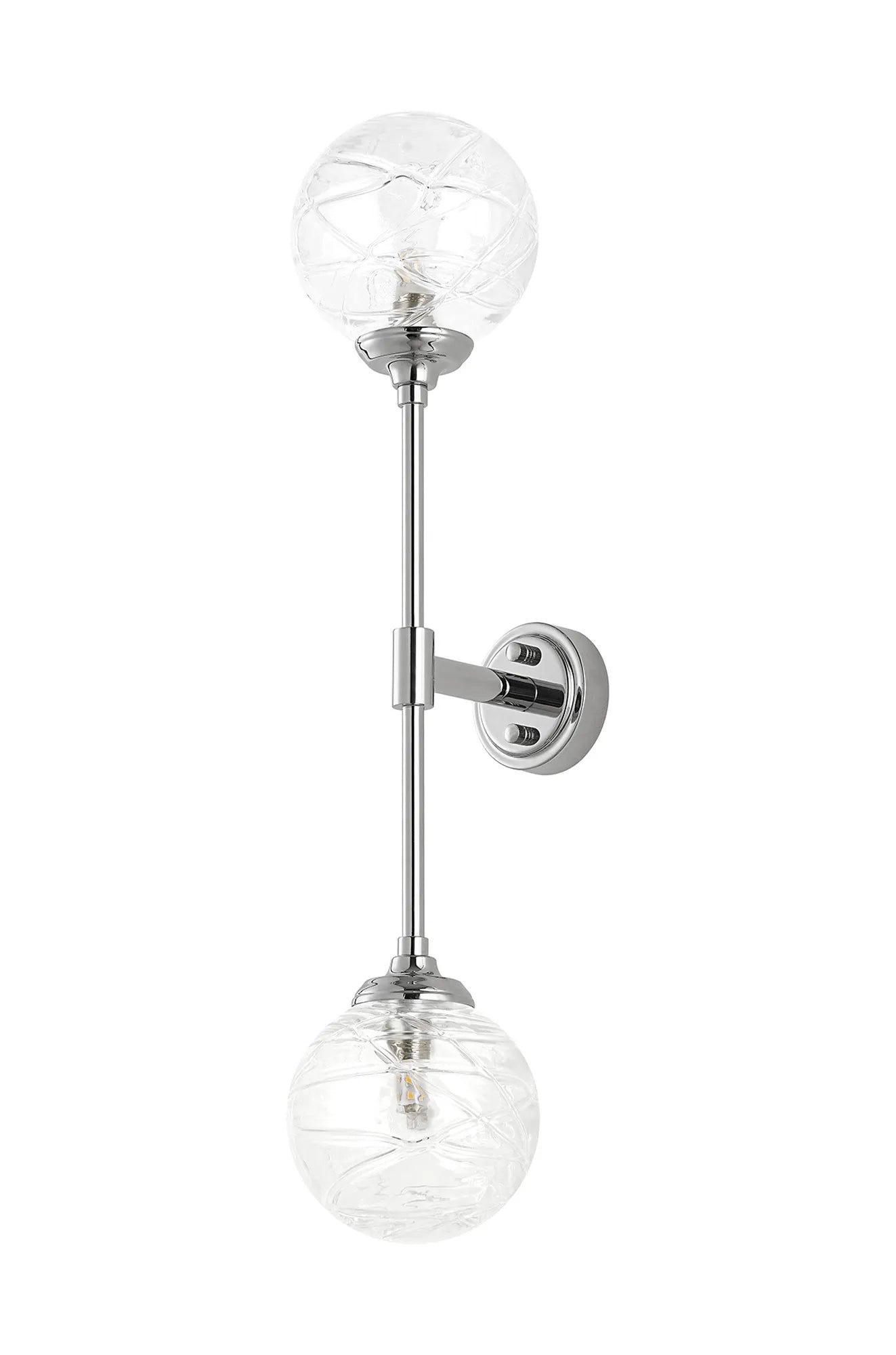 Dene Ceiling & Wall Light - Linear 2 Light - IP44 Nickel & Glass Dune Effect Round Glass