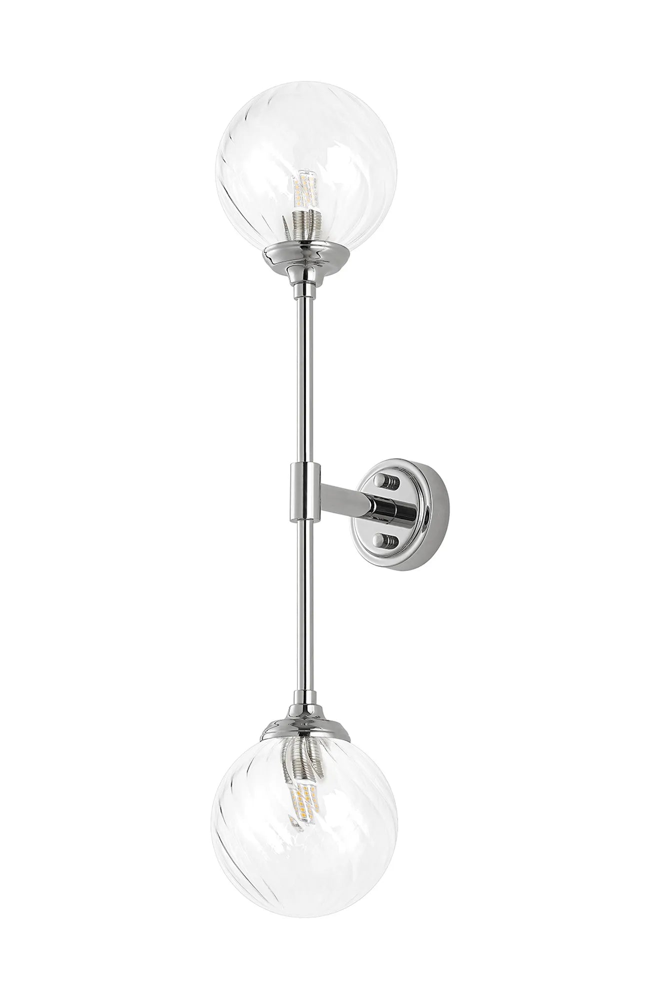 Dene Ceiling & Wall Light - Linear 2 Light - IP44 Nickel & Glass Swirl Round Glass