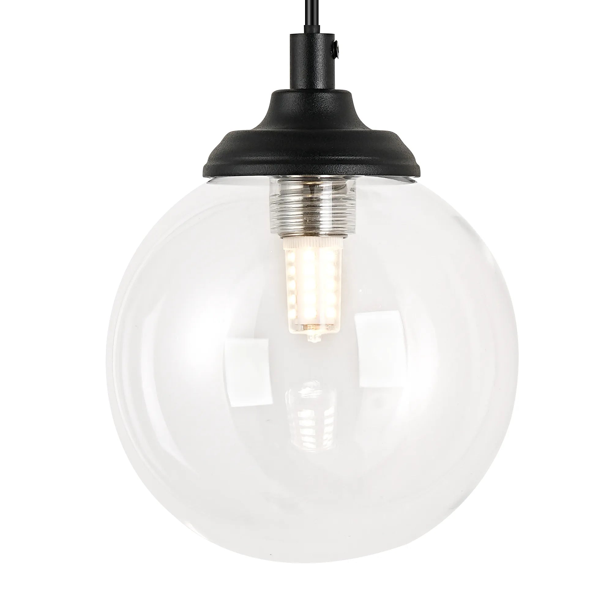 Dene Adjustable Single Wall Light IP44 - Satin Black & Clear Smooth Round Glass