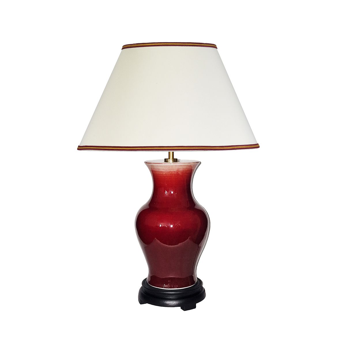 Elstead Majin Jar 1 Light Table Lamp -  Oxblood Red with Polycotton shade