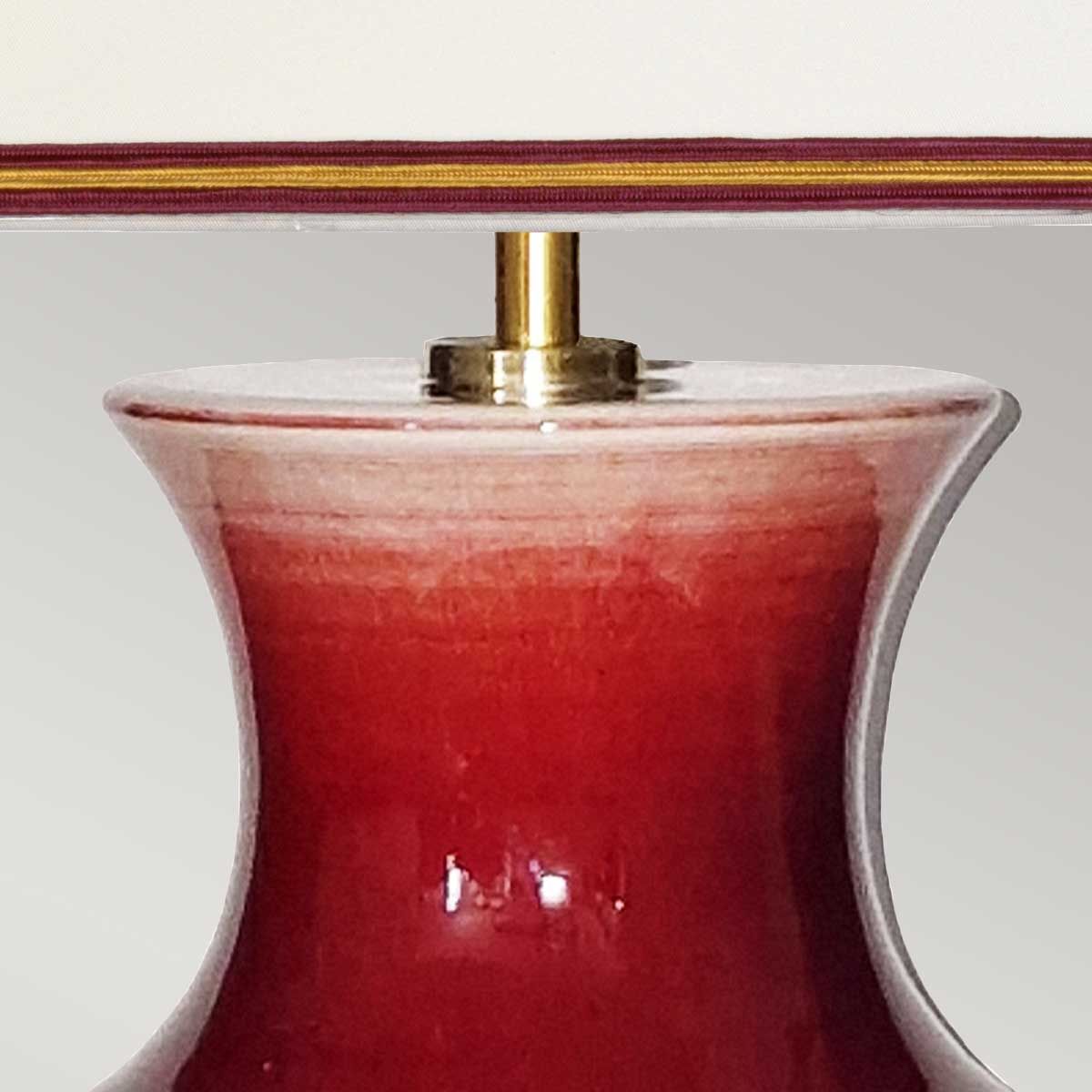 Elstead Majin Jar 1 Light Table Lamp -  Oxblood Red with Polycotton shade