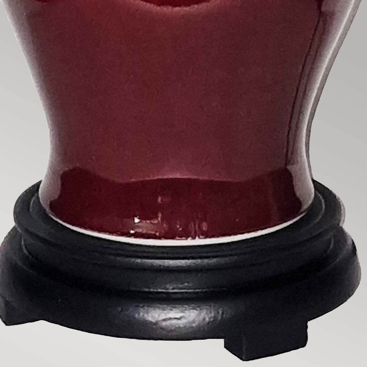 Elstead Majin Jar 1 Light Table Lamp -  Oxblood Red with Polycotton shade