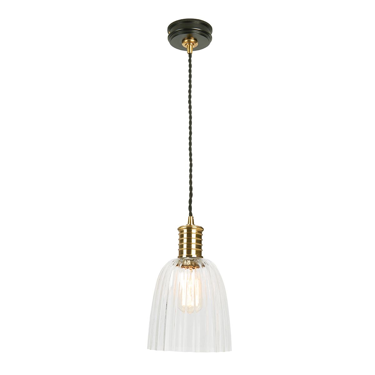 Elstead Douille Single Pendant - Black & Polished Brass