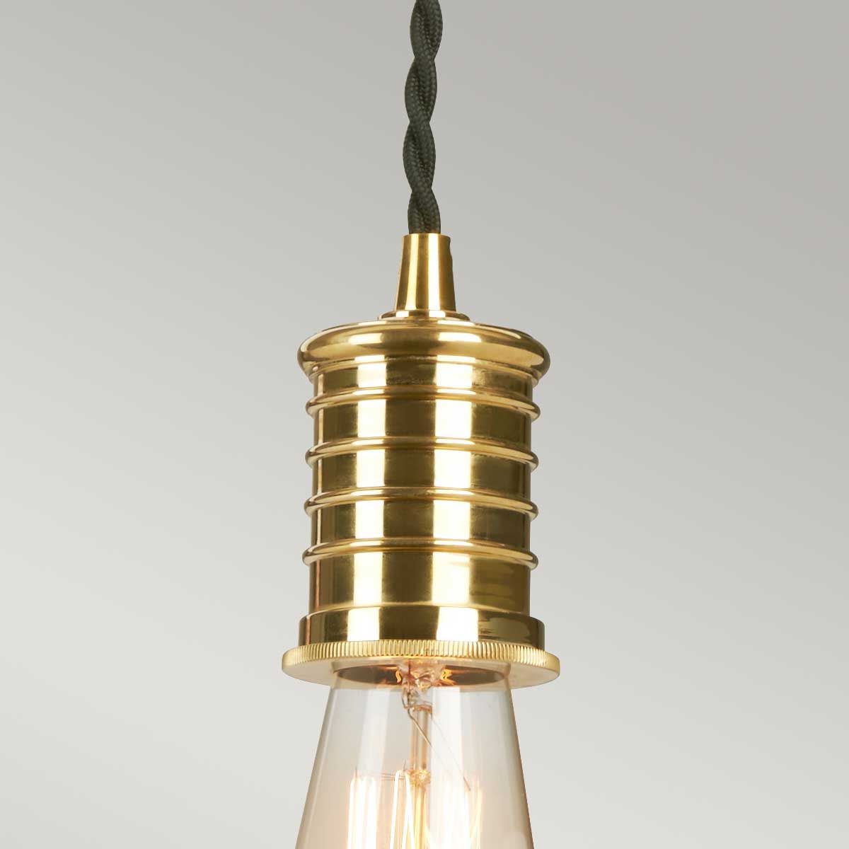 Elstead Douille Single Pendant - Black & Polished Brass