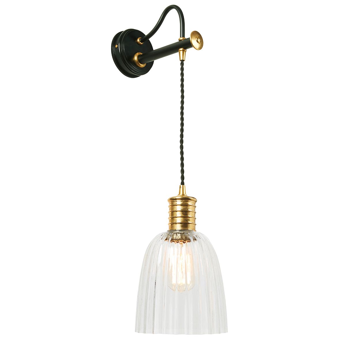 Elstead Douille Single Wall Light - Black & Polished Brass