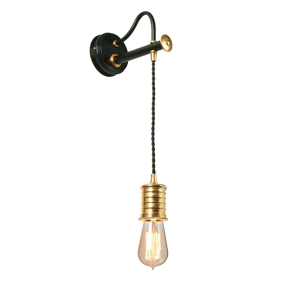 Elstead Douille Single Wall Light - Black & Polished Brass