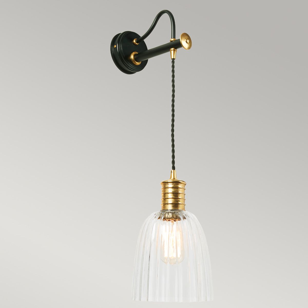Elstead Douille Single Wall Light - Black & Polished Brass