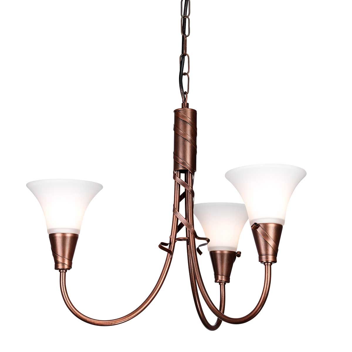 Elstead Emily 3 Light Chandelier - Copper Patina