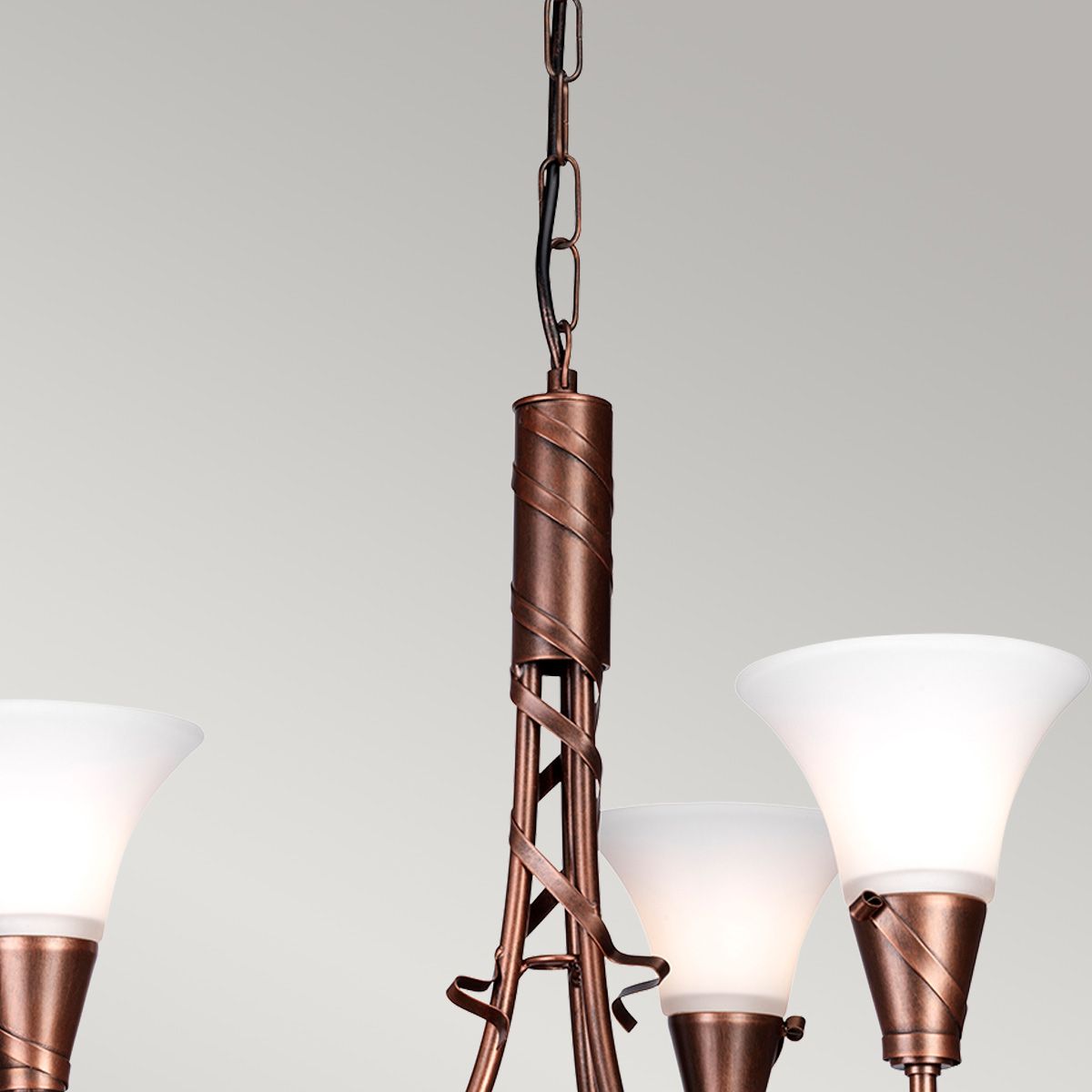 Elstead Emily 3 Light Chandelier - Copper Patina
