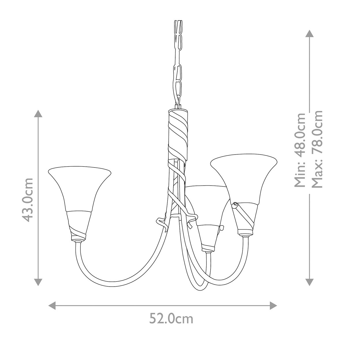 Elstead Emily 3 Light Chandelier - Copper Patina