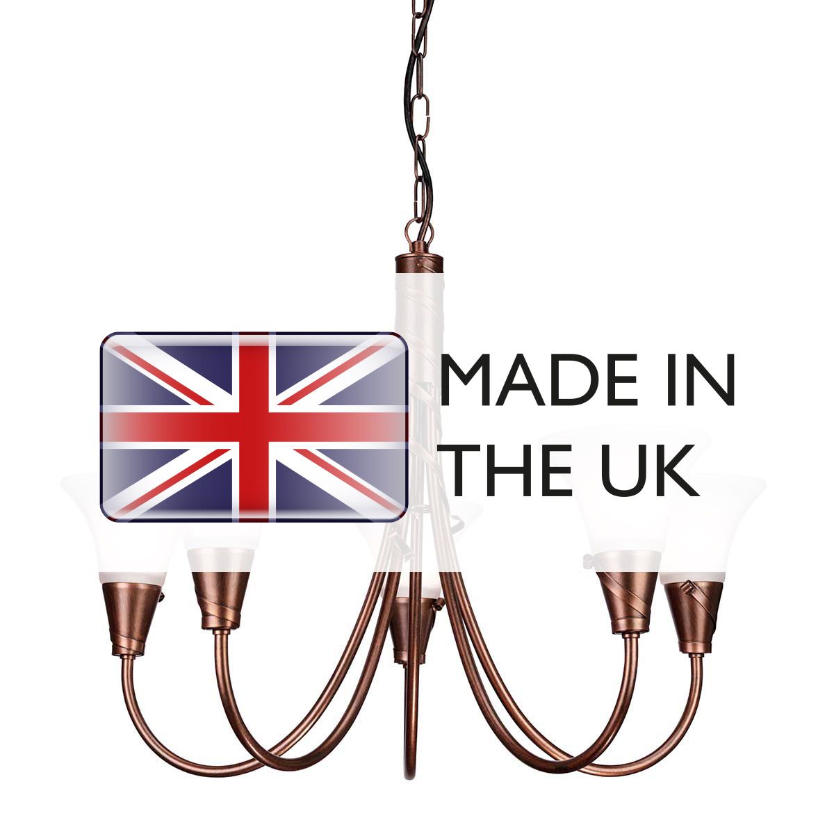 Elstead Emily 5 Light Chandelier - Copper Patina
