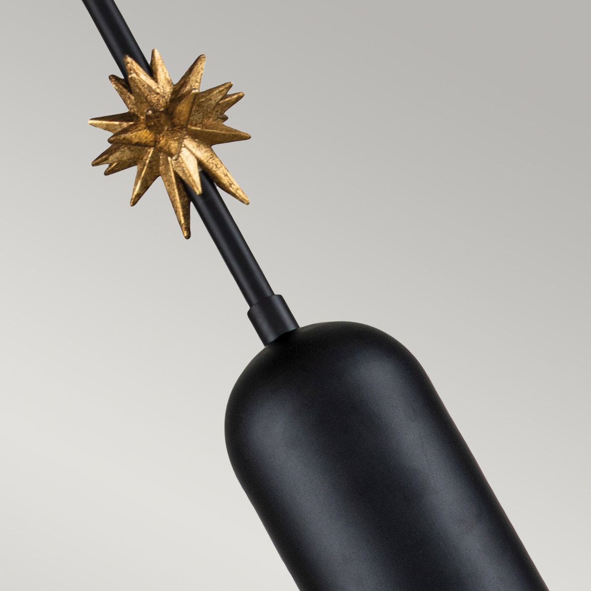 Elstead Etoile 1 Light Medium Pendant - Matte Black & Gold Leaf