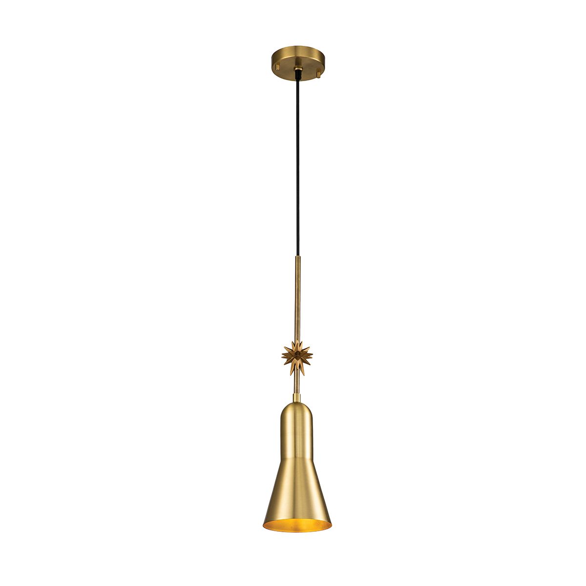 Elstead Etoile 1 Light Small Pendant - Aged Brass & Gold Leaf