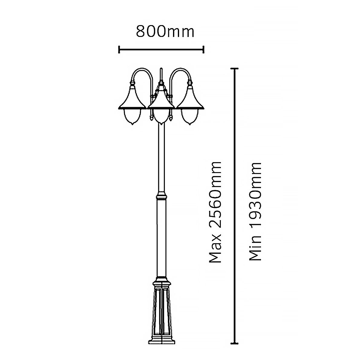 Norlys Firenze 3 Light Lamp Post - Black