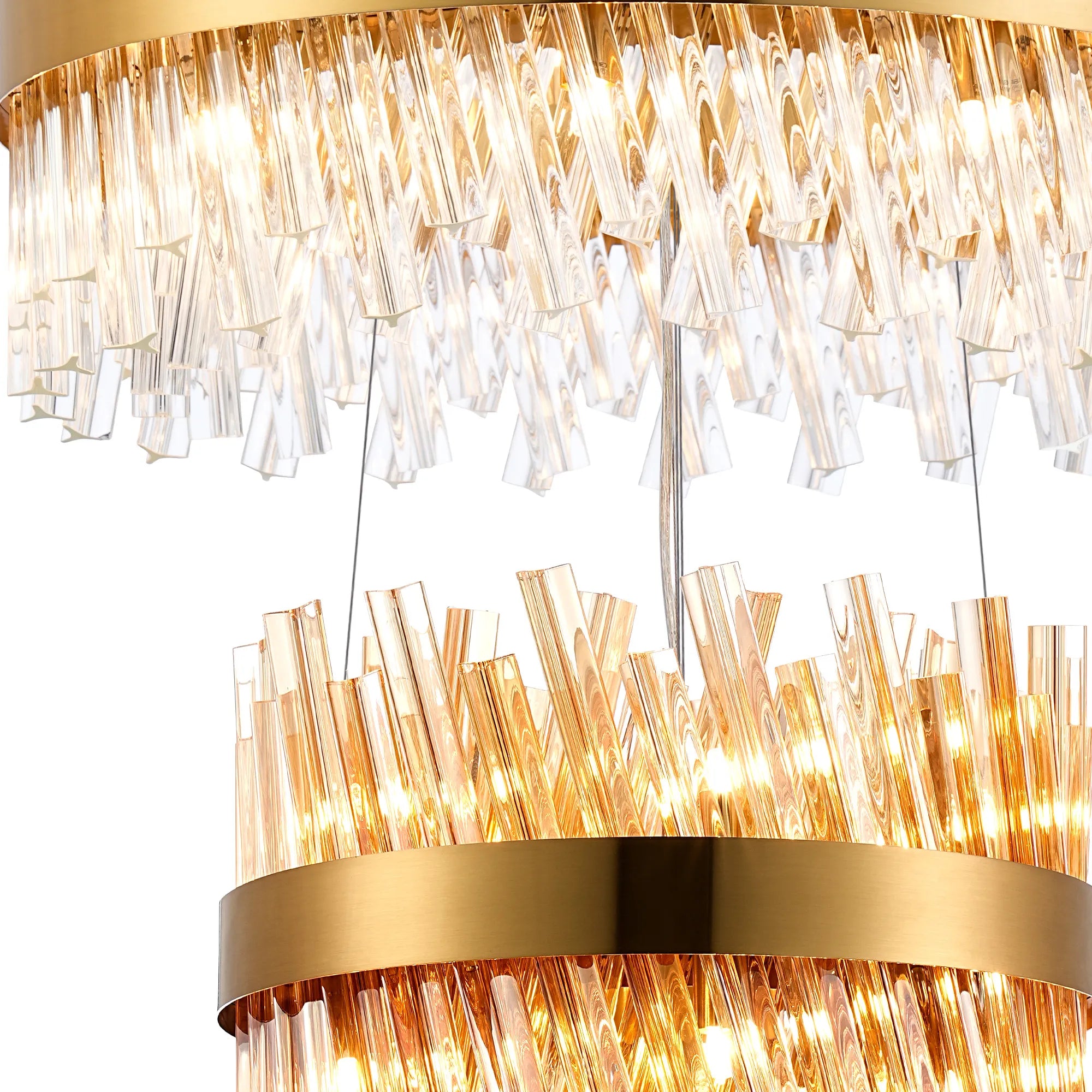 Farnley 3 Tier 80cm Pendant 24 Light - Brass & Amber & Clear