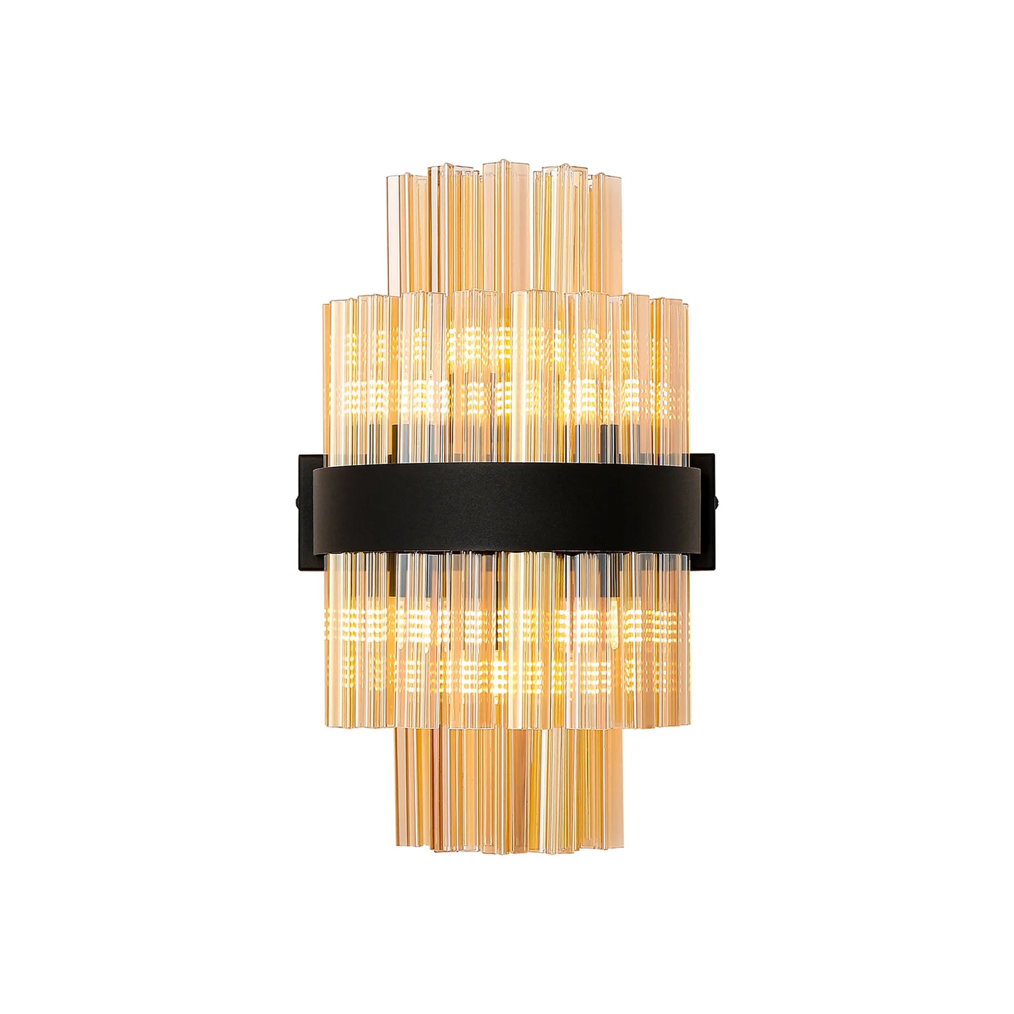 Farnley 6 Light Wall Light - Satin Black & Amber