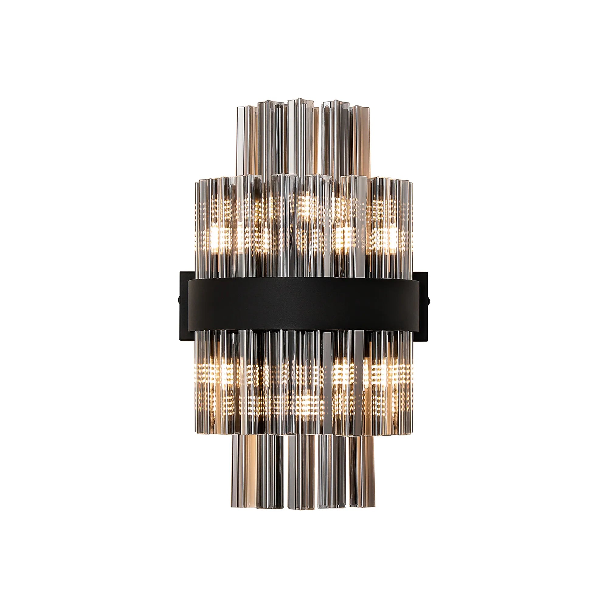 Farnley 6 Light Wall Light - Satin Black & Smoke