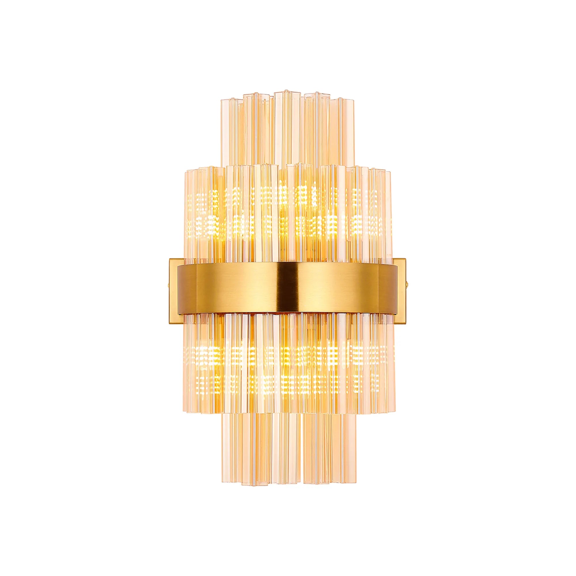 Farnley 6 Light Wall Light - Brass & Amber