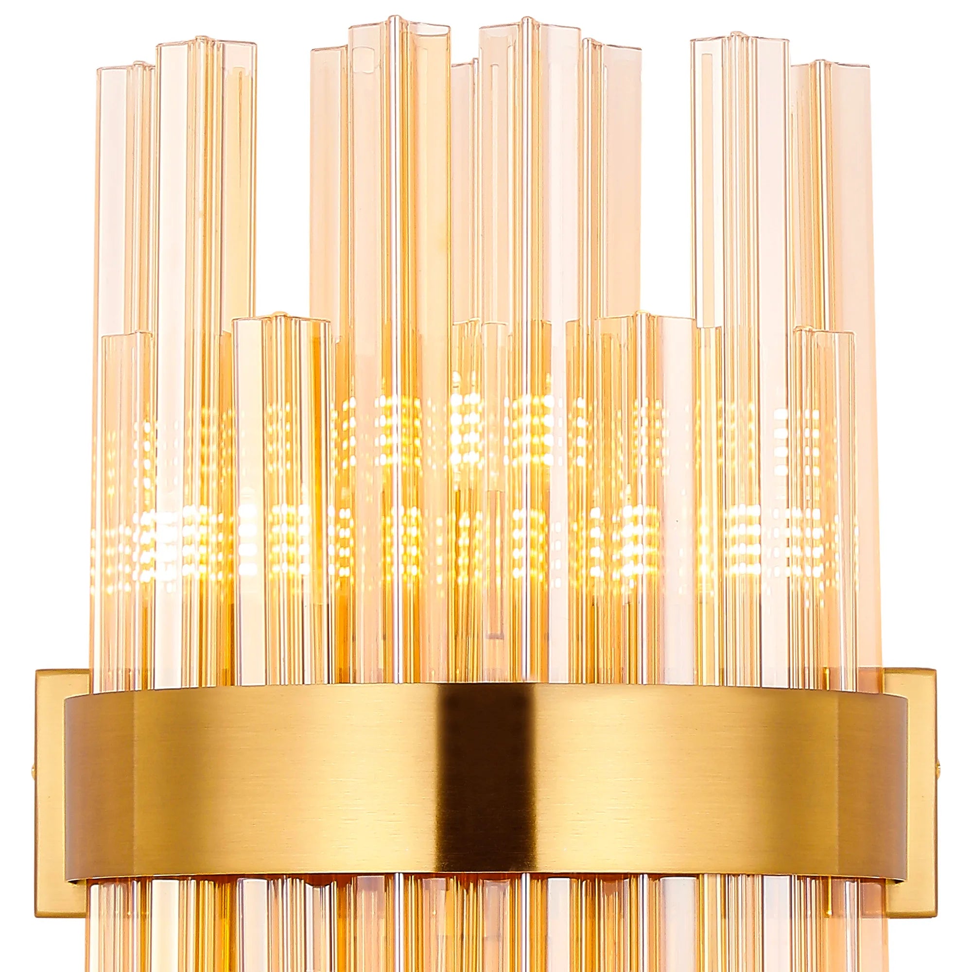 Farnley 6 Light Wall Light - Brass & Amber
