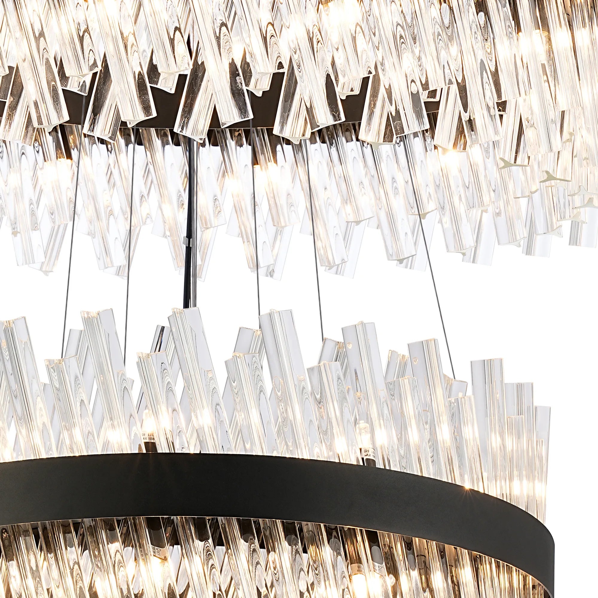 Farnley 4 Tier 80cm Pendant 24 Light - Black & Clear