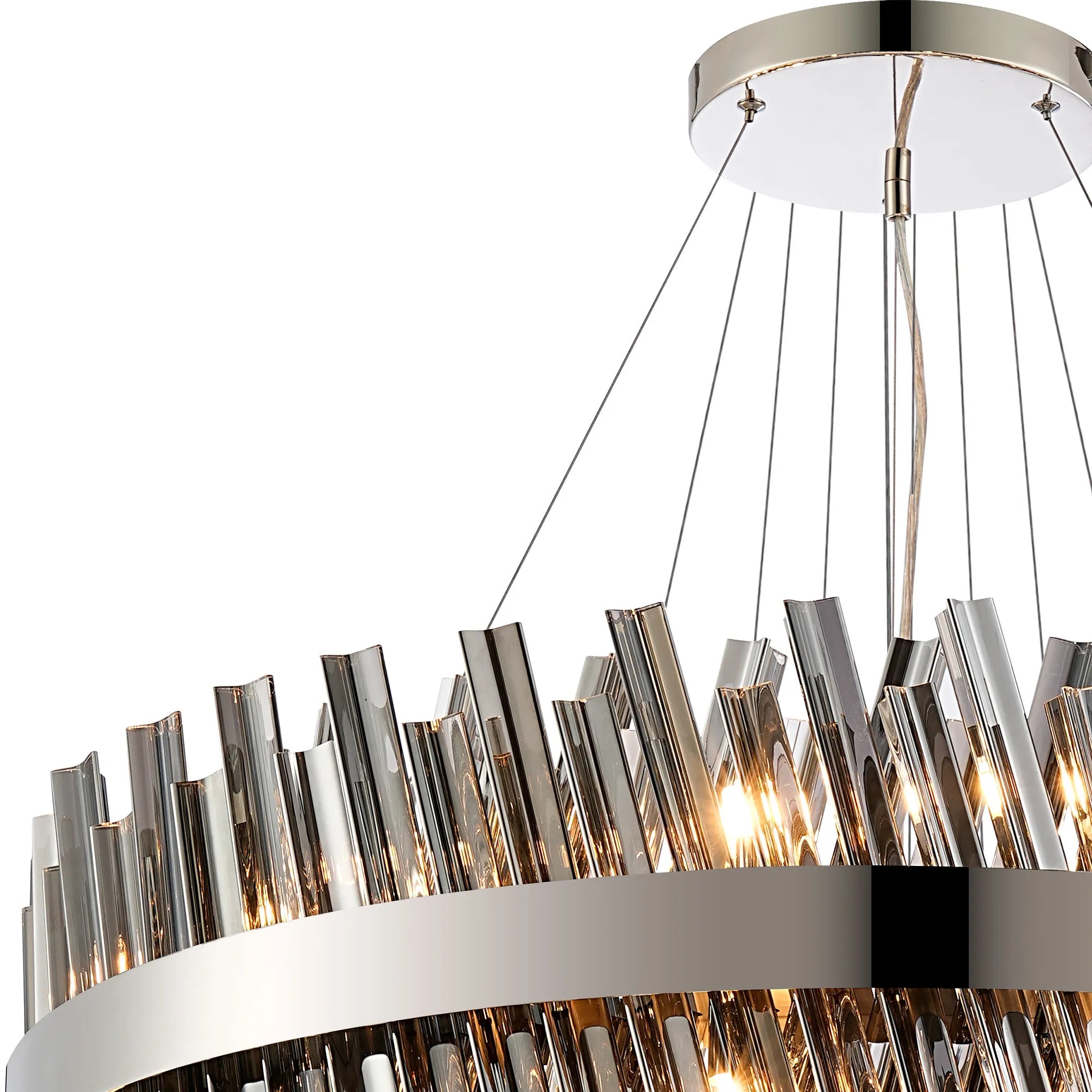 Farnley 4 Tier 80cm Pendant 24 Light - Polished Nickel & Smoke