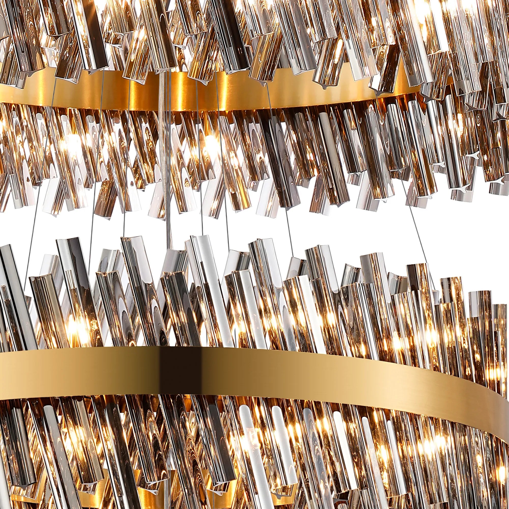 Farnley 5 Tier 1m Pendant 32 Light - Brass & Smoke