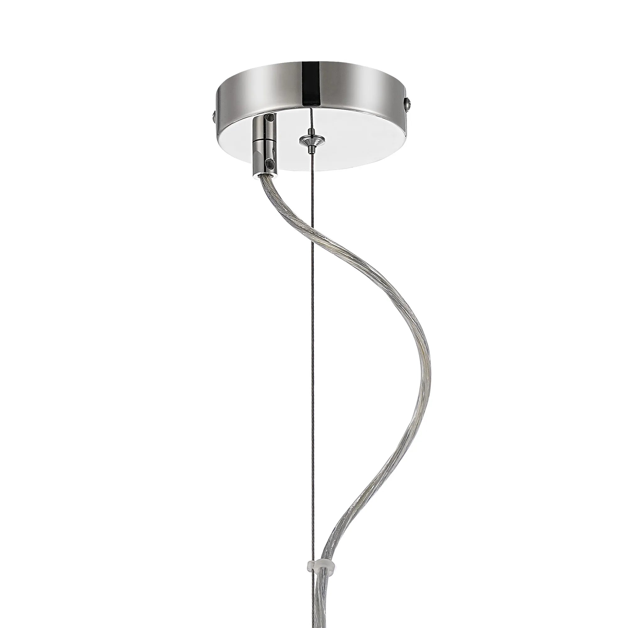 Farnley Pendant Round 6 Light - Polished Nickel & Smoke Sculpted Glass